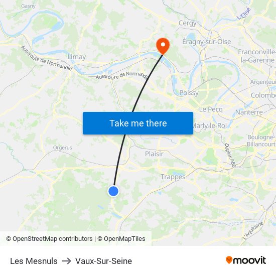 Les Mesnuls to Vaux-Sur-Seine map