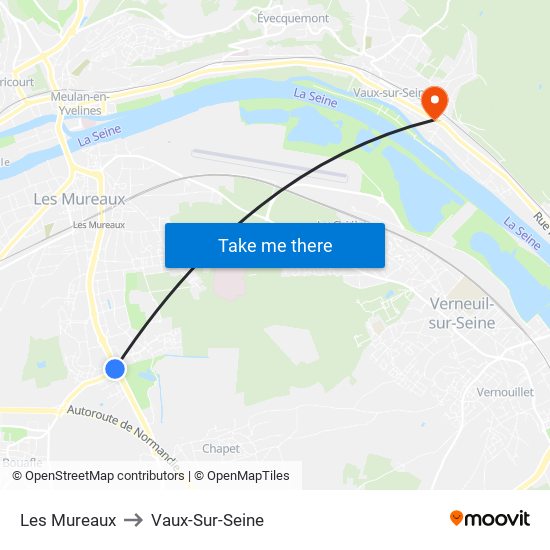 Les Mureaux to Vaux-Sur-Seine map