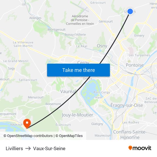 Livilliers to Vaux-Sur-Seine map