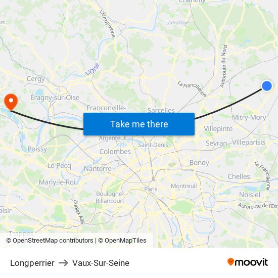 Longperrier to Vaux-Sur-Seine map