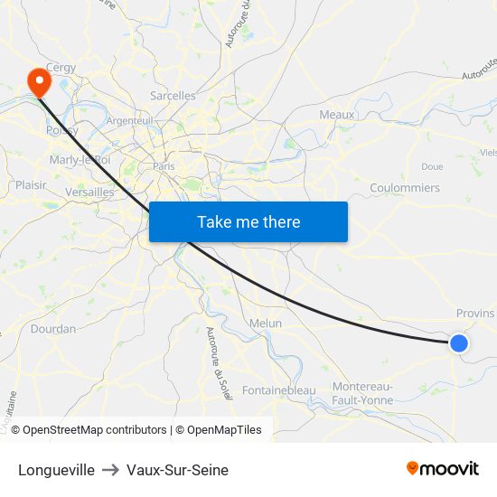 Longueville to Vaux-Sur-Seine map