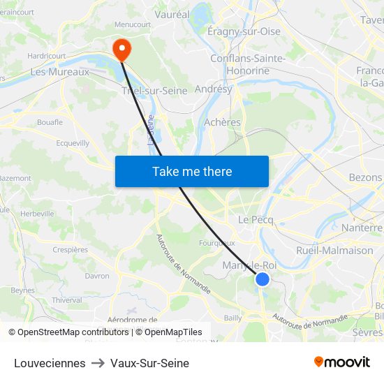Louveciennes to Vaux-Sur-Seine map