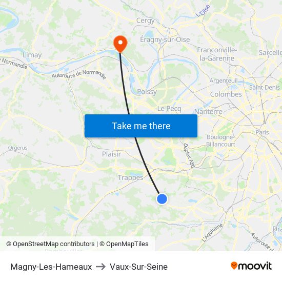 Magny-Les-Hameaux to Vaux-Sur-Seine map