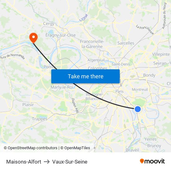 Maisons-Alfort to Vaux-Sur-Seine map