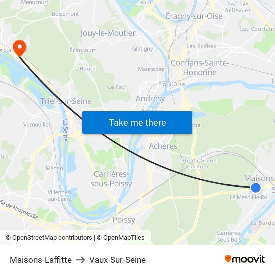 Maisons-Laffitte to Vaux-Sur-Seine map