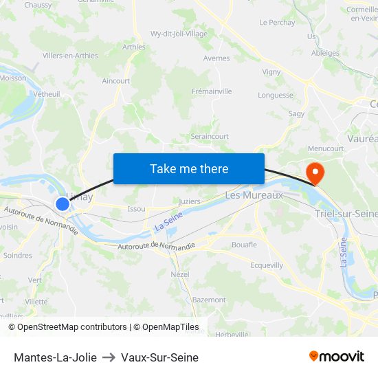 Mantes-La-Jolie to Vaux-Sur-Seine map