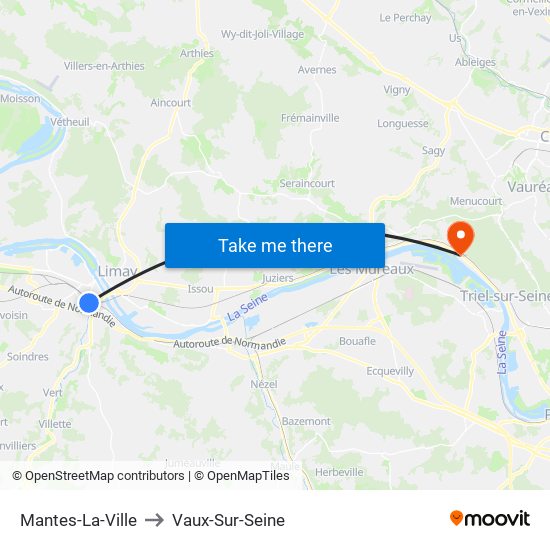 Mantes-La-Ville to Vaux-Sur-Seine map