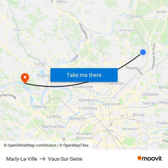Marly-La-Ville to Vaux-Sur-Seine map