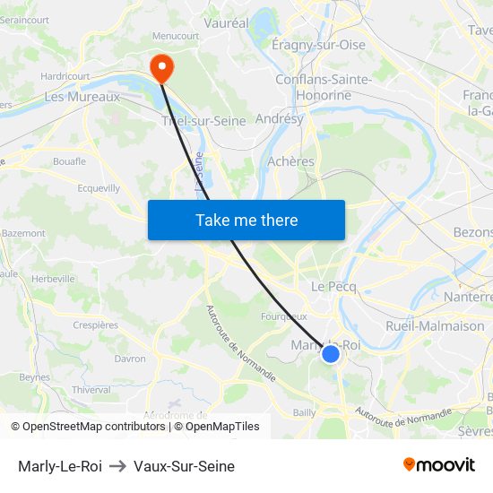 Marly-Le-Roi to Vaux-Sur-Seine map