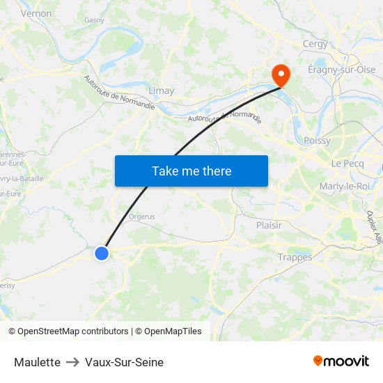 Maulette to Vaux-Sur-Seine map
