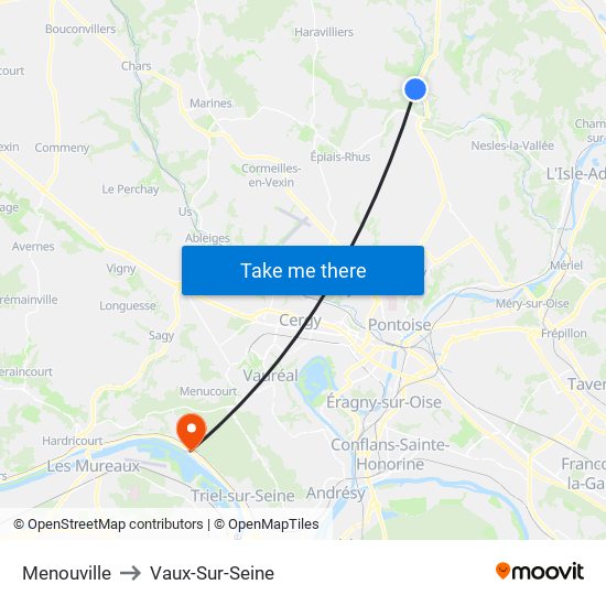 Menouville to Vaux-Sur-Seine map