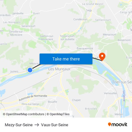 Mezy-Sur-Seine to Vaux-Sur-Seine map