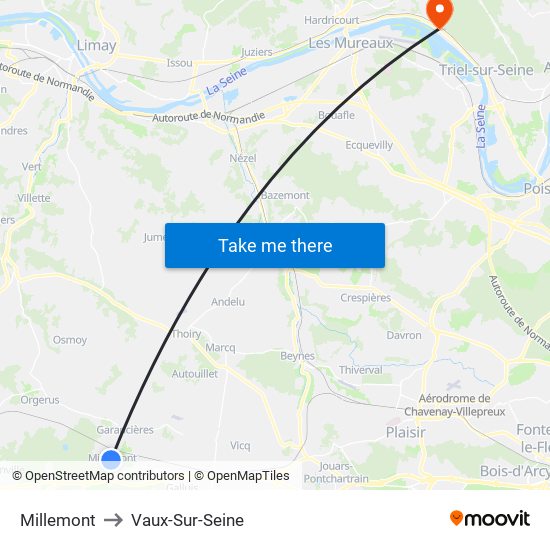 Millemont to Vaux-Sur-Seine map