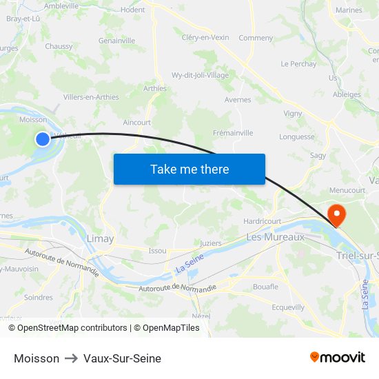 Moisson to Vaux-Sur-Seine map