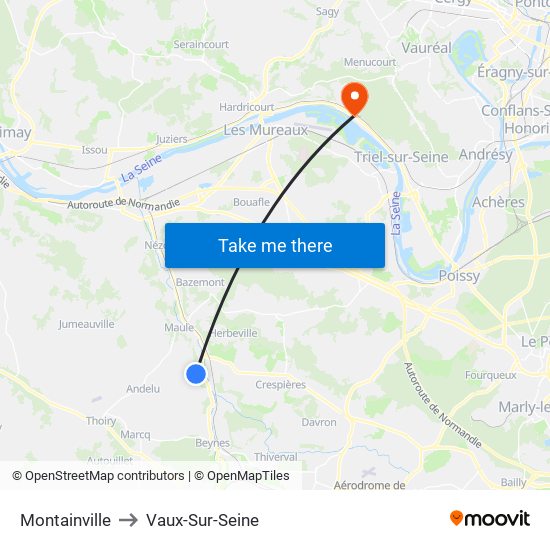 Montainville to Vaux-Sur-Seine map