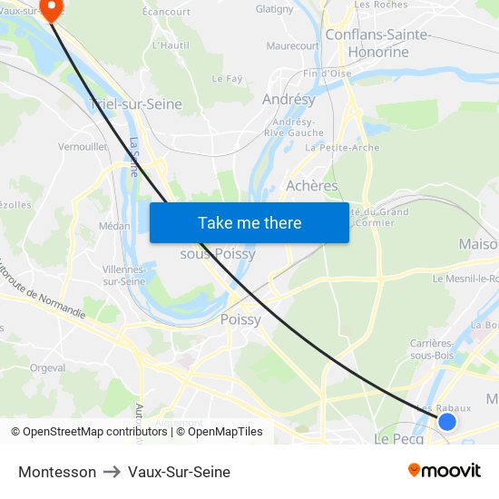 Montesson to Vaux-Sur-Seine map