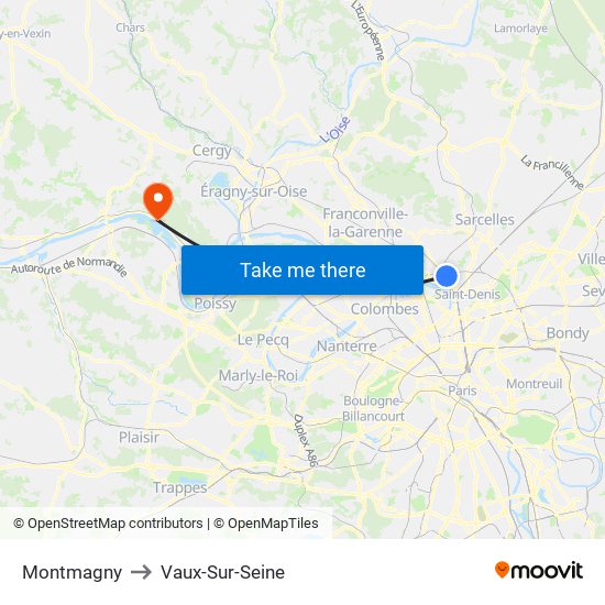Montmagny to Vaux-Sur-Seine map