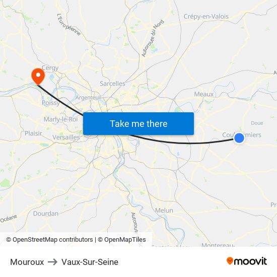 Mouroux to Vaux-Sur-Seine map