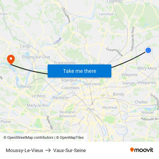 Moussy-Le-Vieux to Vaux-Sur-Seine map