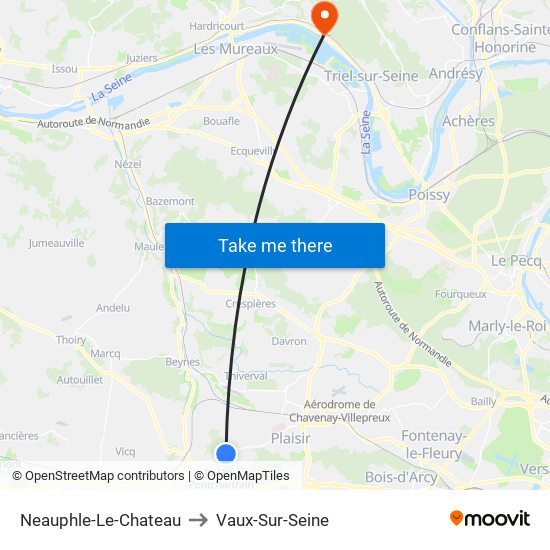 Neauphle-Le-Chateau to Vaux-Sur-Seine map