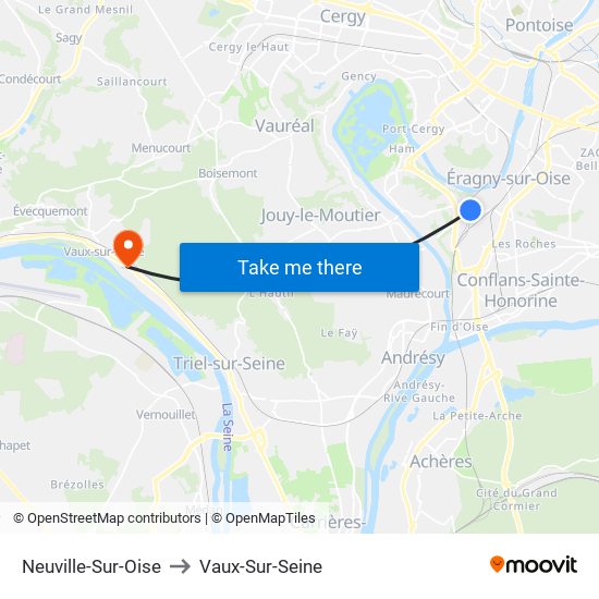 Neuville-Sur-Oise to Vaux-Sur-Seine map