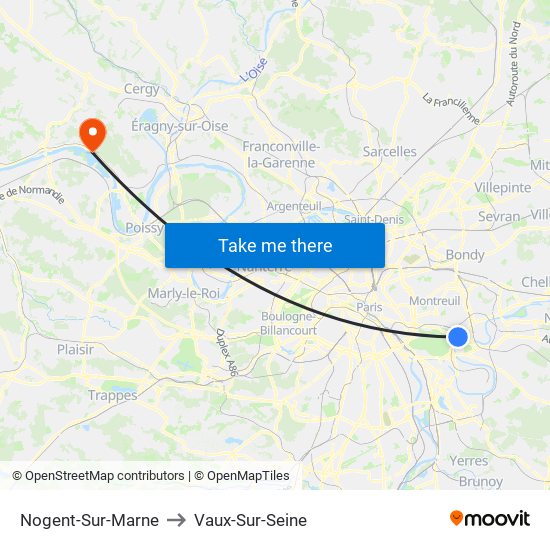 Nogent-Sur-Marne to Vaux-Sur-Seine map