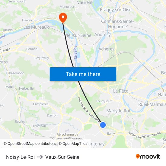 Noisy-Le-Roi to Vaux-Sur-Seine map