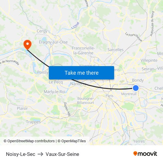 Noisy-Le-Sec to Vaux-Sur-Seine map