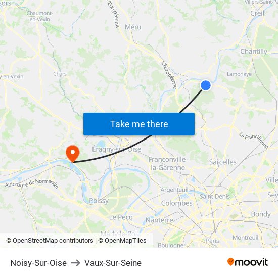 Noisy-Sur-Oise to Vaux-Sur-Seine map