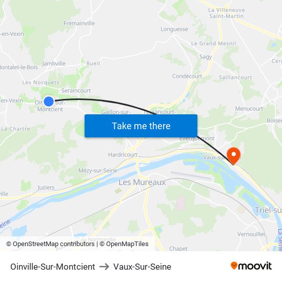 Oinville-Sur-Montcient to Vaux-Sur-Seine map
