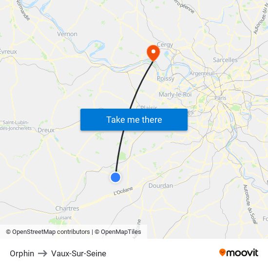 Orphin to Vaux-Sur-Seine map