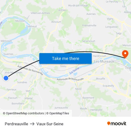 Perdreauville to Vaux-Sur-Seine map