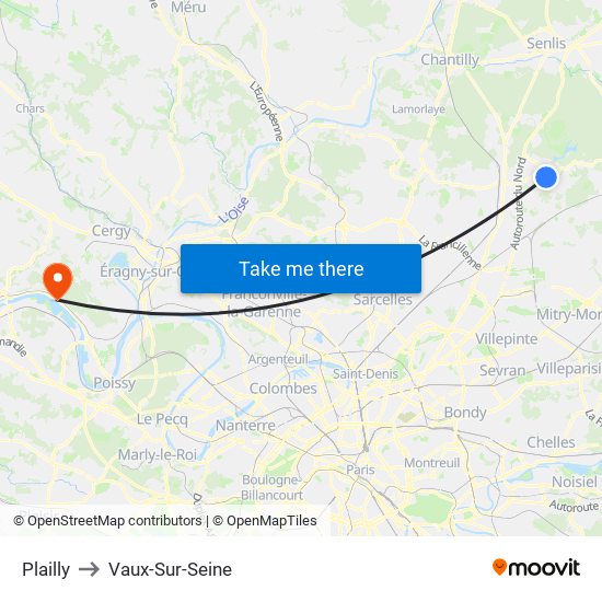 Plailly to Vaux-Sur-Seine map