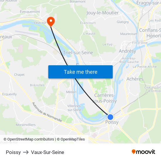 Poissy to Vaux-Sur-Seine map