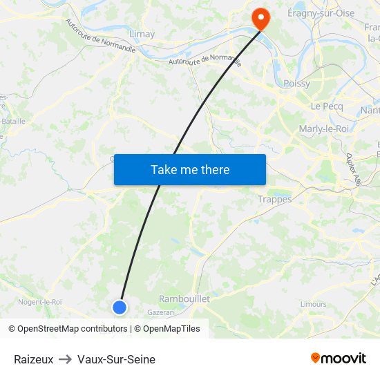 Raizeux to Vaux-Sur-Seine map