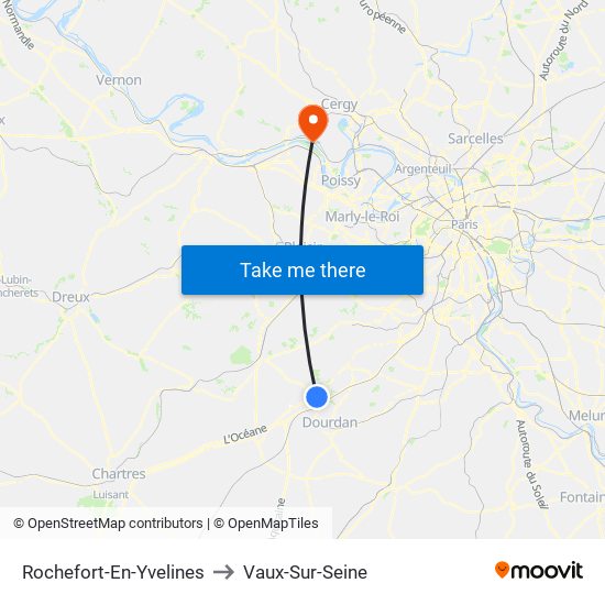 Rochefort-En-Yvelines to Vaux-Sur-Seine map