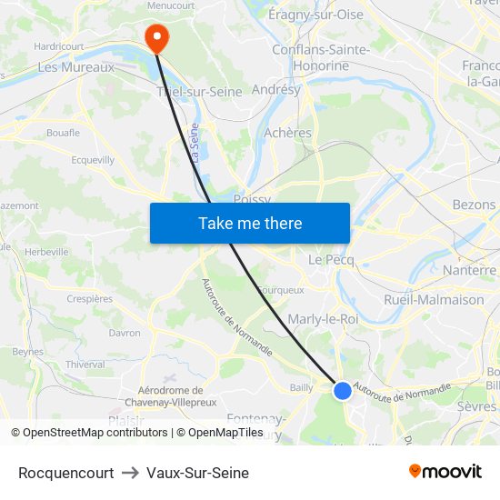 Rocquencourt to Vaux-Sur-Seine map