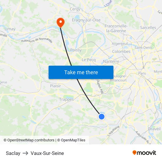 Saclay to Vaux-Sur-Seine map
