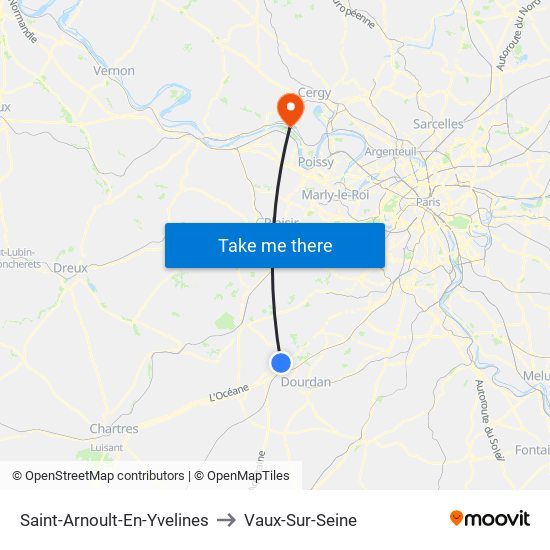 Saint-Arnoult-En-Yvelines to Vaux-Sur-Seine map