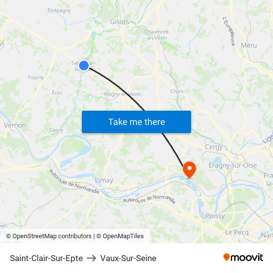 Saint-Clair-Sur-Epte to Vaux-Sur-Seine map