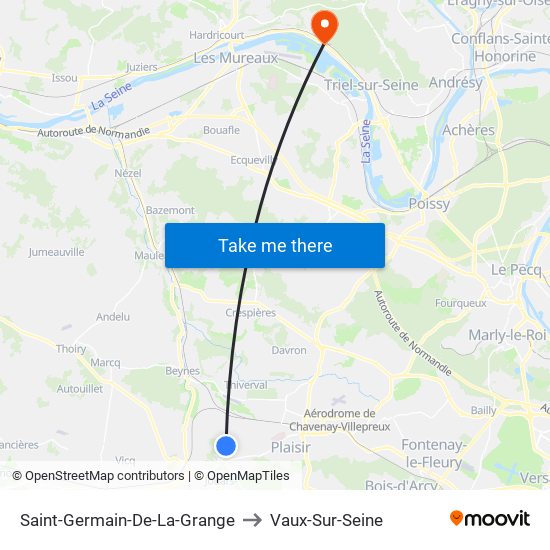 Saint-Germain-De-La-Grange to Vaux-Sur-Seine map