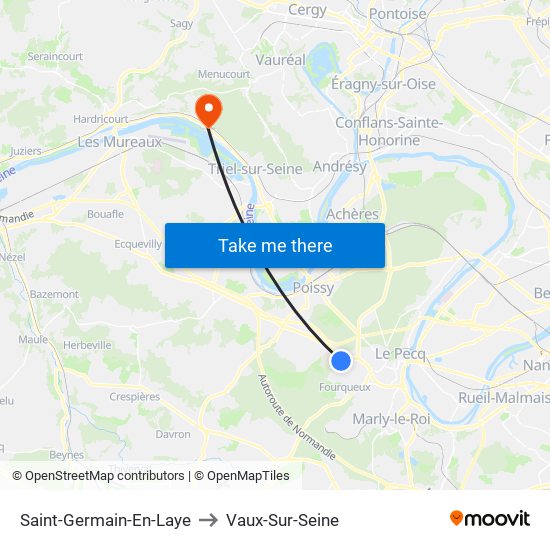 Saint-Germain-En-Laye to Vaux-Sur-Seine map
