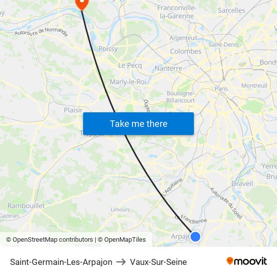 Saint-Germain-Les-Arpajon to Vaux-Sur-Seine map