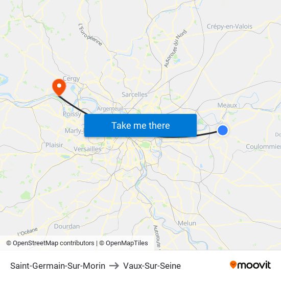 Saint-Germain-Sur-Morin to Vaux-Sur-Seine map