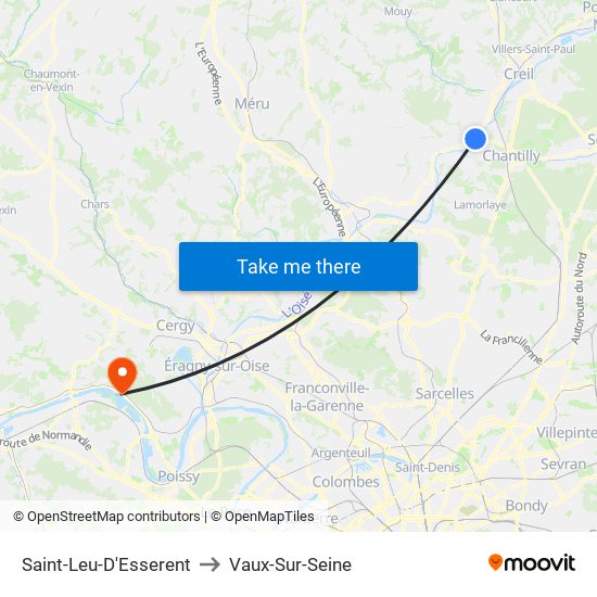 Saint-Leu-D'Esserent to Vaux-Sur-Seine map