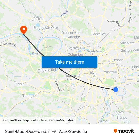 Saint-Maur-Des-Fosses to Vaux-Sur-Seine map