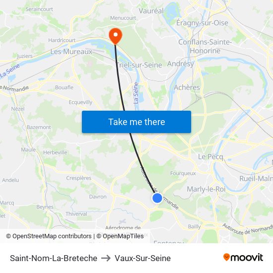 Saint-Nom-La-Breteche to Vaux-Sur-Seine map