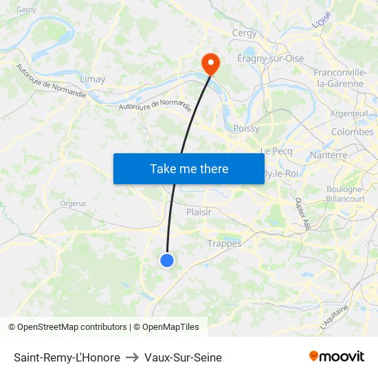 Saint-Remy-L'Honore to Vaux-Sur-Seine map