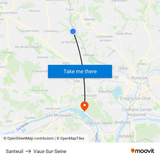 Santeuil to Vaux-Sur-Seine map