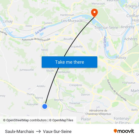 Saulx-Marchais to Vaux-Sur-Seine map